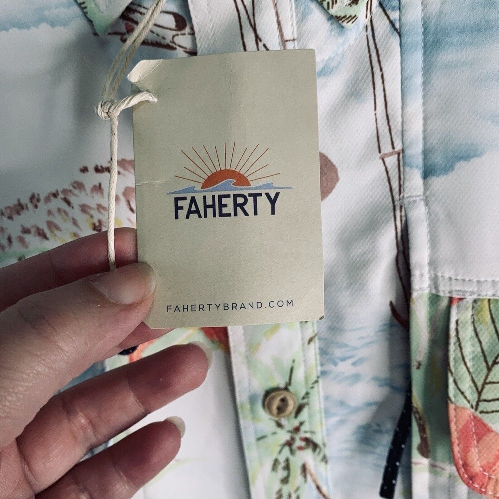 Faherty All Day Air UPF Button-Up Shirt Mens Size 2XL Tropical Breeze NWT $158 - Picture 10 of 15